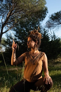 Raw Cotton Block Print Crop Top Earthy Tribal Tank Bohemian Style Lightweight Breathable Everyday Summer Top - Product Image 4