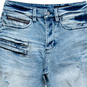 Short en jean décontracté pour homme, style streetwear d'été, en coton délavé, coupe décontractée, vêtements de mode en gros - Product Image 2