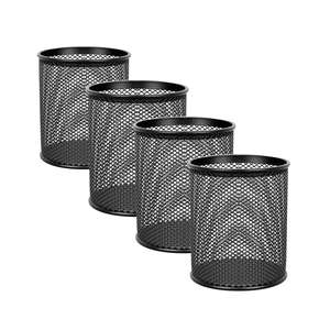 Support à stylos en maille métallique pour bureau et maison, organisateur de papeterie rond en fil métallique noir pour stylos, crayons, marqueurs, pinceaux de maquillage - Product Image 1