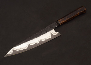 Premium Quality Copper Damascus Carving Knife With Long Elegant Blade And <b>Wooden</b> Handle For Roast <b>Slicing</b> And Serving - Product Image 6