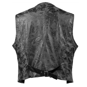 Gilet sans manches en toile et daim pour homme, col en V, en cuir, écologique, imperméable, style rétro, collection automne-hiver - Product Image 4