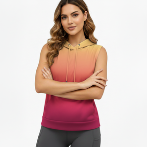 Soft Texture Women Sleeveless <b>Hoodies</b> Casual Look <b>Lightweight</b> Sportswear Trendy Everyday Streetwear Relax Fit Fashion Fleece Top - Product Image 3