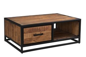 industrial <b>Wood</b> <b>Coffee</b> <b>Table</b> Storage Center <b>Table</b> <b>Square</b> Living Room End <b>Table</b> with Drawer and Open Shelf - Product Image 6