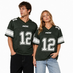Maillot de football américain unisexe surdimensionné avec logo personnalisé, fournisseur en gros, col en V, maille polyester légère, streetwear sublimé - Product Image 1