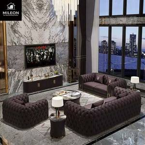 Canapé sectionnel en cuir capitonné au design moderne, canapé <span class=keywords><strong>beige</strong></span> luxueux, canapé personnalisable pour hôtels, appartements, villas et chambres - Product Image 2