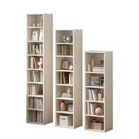 Étagère à livres blanche étroite à 4 niveaux, bibliothèque mince en bois, unité de rangement pour petit appartement, salon, bureau