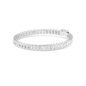 Bracelet tennis en or rose 9 carats de qualité supérieure serti de diamants de laboratoire taille émeraude 11,46 CT - Product Image 4