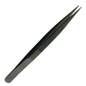 Pinzas Profesionales Antiestáticas de Color Negro Mate para Extensión de Pestañas, con Punta de Precisión, Herramienta para Aplicación de Pestañas - Product Image 1