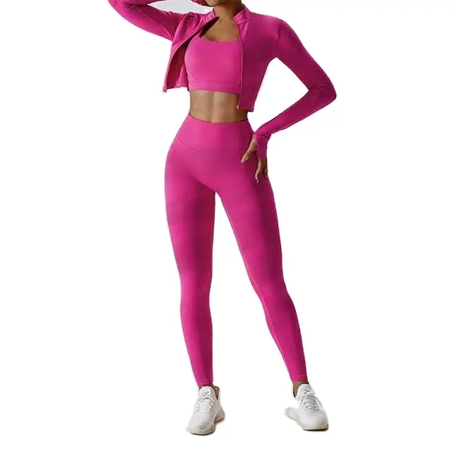 Vrouwen Naadloze Fitness Yoga Set Gym Hoge Hals Crop Top + Capri Leggings 2 Stuks Yoga Wear Set Groothandel Fitness Kleding 2023