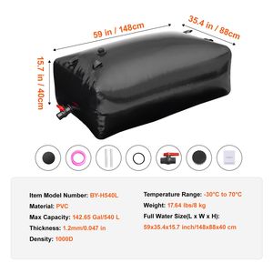 540L/142.7 Gallon Large Capacity RV Water Tank 1000D PVC Collapsible <b>Hydration</b> <b>Bladder</b> Soft Water Storage Containers for Remote - Product Image 6