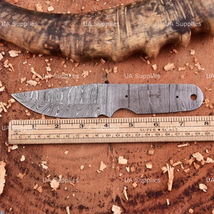 Cuchillo de Supervivencia de Acero de Damasco Forjado a Mano, Hoja en Blanco con Punta Caída, Grosor de 0.5mm, 8 Pulgadas/Largo Personalizable para Fabricantes de Cuchillos Personalizados - Product Image 3