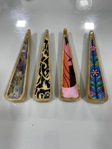 Mango <b>Wood</b> Incense <b>Stick</b> Holders Colorful Meena Work Handcrafted for Decorative Appeal Reusable Triangular Shape for Meditation - Product Image 2