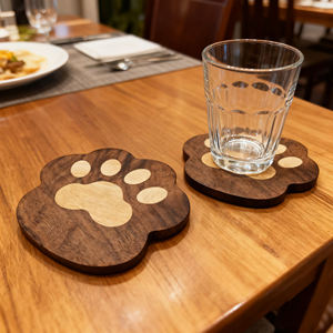 New Fashion Classic Style <b>Round</b> Walnut Wood Cup <b>Mat</b> Coasters 11.5x12.2x1.2cm Free Eco-Friendly Reusable Insulated Cute Stylish - Product Image 1