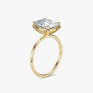 Bague de fiançailles classique pour femme Roy Diamond en or jaune massif 14 carats, diamant de laboratoire taille coussin 4 grammes, sertie à griffes, bijoux de mariage - Product Image 2