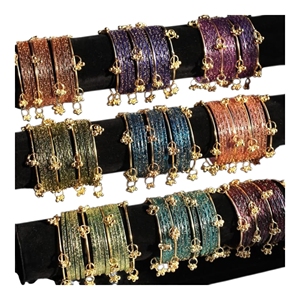 Ethnic Gold Plated Alloy Bangles Set Women's Wedding Jewelry <b>Crystal</b> Rhinestone Decorative <b>Bracelets</b> Multi Color Fashion Bangle - Product Image 1