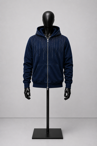 Sweat-shirt à capuche zippé bleu marine pour homme, coupe classique, décontracté, en coton French Terry, pour l'automne - Product Image 1