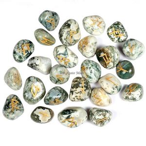 Inde Moonstone Rune Set Agate en cristal naturel sculpté avec gravure pour Feng Shui Chakra Love & Home Decor Prix d'usine - Product Image 6