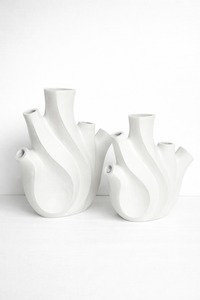 Modern Luxury White Aluminum Flower <b>Vase</b> with Handles Rustic Textured Plant Pot Antique Porcelain <b>Vases</b> for Centerpieces Decor - Product Image 5