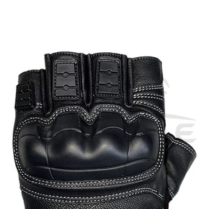Gants de moto personnalisés pour hommes, demi-doigts, en cuir de chèvre, pour l'été, avec protection des articulations en TPR, gants de motard - Product Image 5