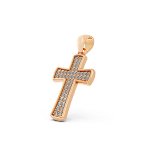 จี้เพชรเพาะเลี้ยงรูปทรงกากบาท 0.26 กะรัต สร้อยคอคริสเตียนแบบมินิมอล รับรองโดย IGI ทองคำ 10K ชุบโรเดียม ของขวัญ - Product Image 2