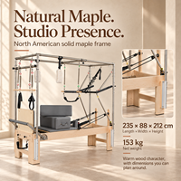 Machine d'exercice Pilates 3-en-1 en bois d'érable massif avec tour trapèze complète et ressorts à câble pour studios de pilates de prestige