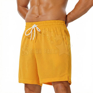 Pantalones Cortos de Malla Resistentes con Costuras Fuertes, Cintura Elástica, Color Sólido, Casuales, Transpirables, Ecológicos, para Uso Diario - Product Image 3