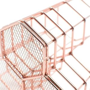 Modern Hexagonal Metal Storage <b>Baskets</b> <b>Stackable</b> Office Organizer Desk Organizer Three-Layer Stainless Steel Freestanding - Product Image 2