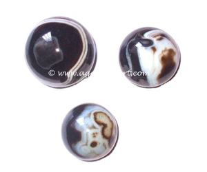 Vente en gros de cristal naturel fantaisie, sphère en agate d'onyx noir, boule brute polie pour la guérison, cadeau de décoration intérieure - Product Image 1