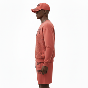 Premium Men Sweatshirt Short Set Cotton Polyester Fleece GSM Solid Custom <b>Heat</b> Transfer Logo Sweatshirt and Shorts Set for Men - Product Image 3
