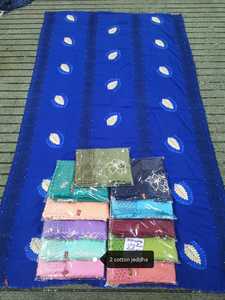 Wholesale Embroidered Swiss Voile <b>Shawl</b> Garbasaar Royal Blue Leaf Eyelet Stripe Rhinestone Scalloped Border OEM ODM Custom - Product Image 3