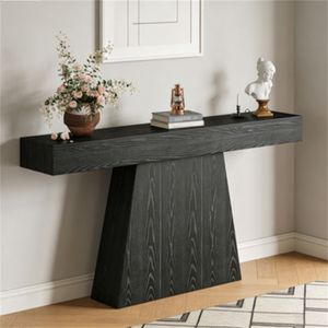 Consolle da Ingresso Stile Rustico con Base Trapezoidale, Tavolo Consolle Principale, Tavolo da Divano - Product Image 4