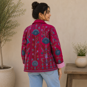 Abrigo de Invierno para Mujer, Hecho a Mano, Bordado, Tejido, Acolchado, de Algodón, con Estampado Floral, Manga Larga, Estilo Casual, Boho, Vintage, Personalizado, OEM, ODM - Product Image 6