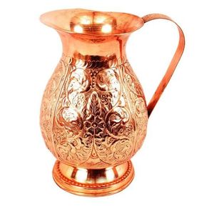 Copper jug set for clutter free kitchen organization <b>water</b> serving metal set with <b>glasses</b> durable reusable kitchen drinkware - Product Image 4