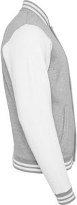 Veste universitaire pour homme en gris chiné et blanc, avec broderie chenille personnalisée, style baseball, veste universitaire Letterman - Product Image 3