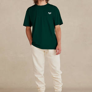 Camiseta de Algodón Personalizada OEM ODM al por Mayor, Cuello Redondo, Manga Corta, Unisex, Verde Oscuro, Fabricación de Ropa en Blanco - Product Image 6