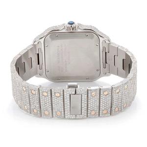 นาฬิกาแฟชั่นฮิปฮอปสุดหรู ประดับเพชรโมอิสซาไนต์ กระจกควอตซ์ทรงเหลี่ยม ตัวเรือนสแตนเลสขายส่ง - Product Image 2