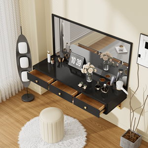 Mobiletto da parete multiuso da 47 pollici con cassetto e ripiano sospeso per camera da letto e bagno, con funzioni di scrivania e tavolo da trucco - Product Image 1