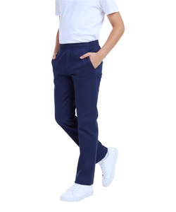 Pantalons d'école pour garçons avec poches, bleu marine, taille élastique, tissu sergé confortable, coupe droite, uniforme scolaire pour enfants - Product Image 2
