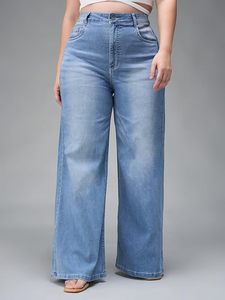 Women's Mid Waist <b>Boot</b> Cut Denim Jeans Full Length Regular Fit Stonewashed Ripped Dark Solid Blue 100% Cotton Casual <b>Spring</b> - Product Image 2