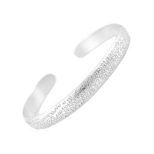 <b>Silver</b> Mountain Minimalist Vintage Textured Dot Open <b>Cuff</b> Sterling <b>Silver</b> <b>Bracelet</b> Matte Finish Smooth Rounded Inner Edges for - Product Image 1