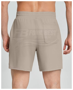 Men's Solid Gray <b>Elastic</b> Waist Quick Dry Bermuda Shorts with Pockets Casual Sport Wear - Product Image 4