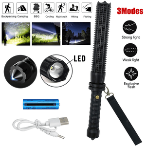 USB <b>Rechargeable</b> Retractable Torch 3-Mode Zoomable LED Security <b>Flashlight</b> Set for Outdoor Use - Product Image 1