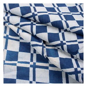 Tissu rayé en coton imprimé bloc bleu indigo pour housses de vêtements et rideaux pour la maison et l'hôtel - Product Image 5