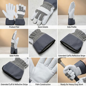 Gants de sécurité robustes en cuir de mouton grainé, 11 oz, résistants à l'abrasion, pour la construction et le jardinage, doux – Offre Spéciale - Product Image 5