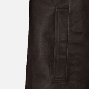 Men's Custom Colors Genuine Leather Vintage <b>Stand</b> Collar Front Logo Winter Warm Fashionable Casual Print Jacket - Product Image 4