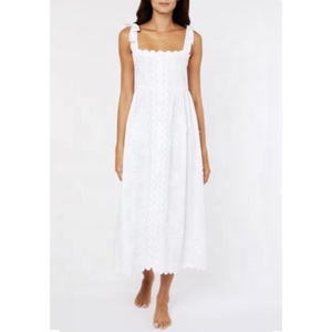 Chic Boho Chic vestido Midi de mujer hermoso Ric Rac ropa de playa bordado detalle borde festoneado delicado lentejuelas Natural - Product Image 6