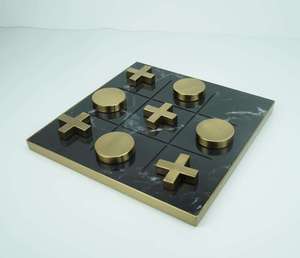 Luxury Black Marble Tic Tac Toe <b>Board</b> <b>Game</b> Brass Gold Pieces Premium Tabletop Decorative Accent Office Desk Display - Product Image 4