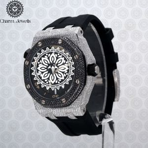 Charm_Jewells Stainless Steel Diamond <b>Watch</b> Black Silicone Band Analog Quartz Luxury Fashion Unisex Buckle Clasp - Product Image 1
