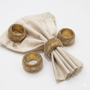 Wholesale Modern Brushed Gold Metal Cuff Napkin Rings Set Elegant Semicircle Design Wedding Banquet Dinner <b>Party</b> <b>Table</b> Decor - Product Image 3