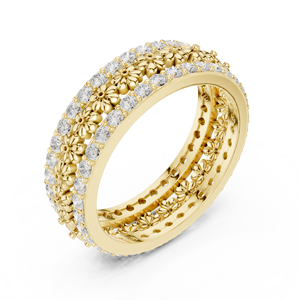 Anillo floral de oro amarillo para mujer, anillo de eternidad con cristales de lujo, regalo de joyería de moda para aniversario de boda - Product Image 3